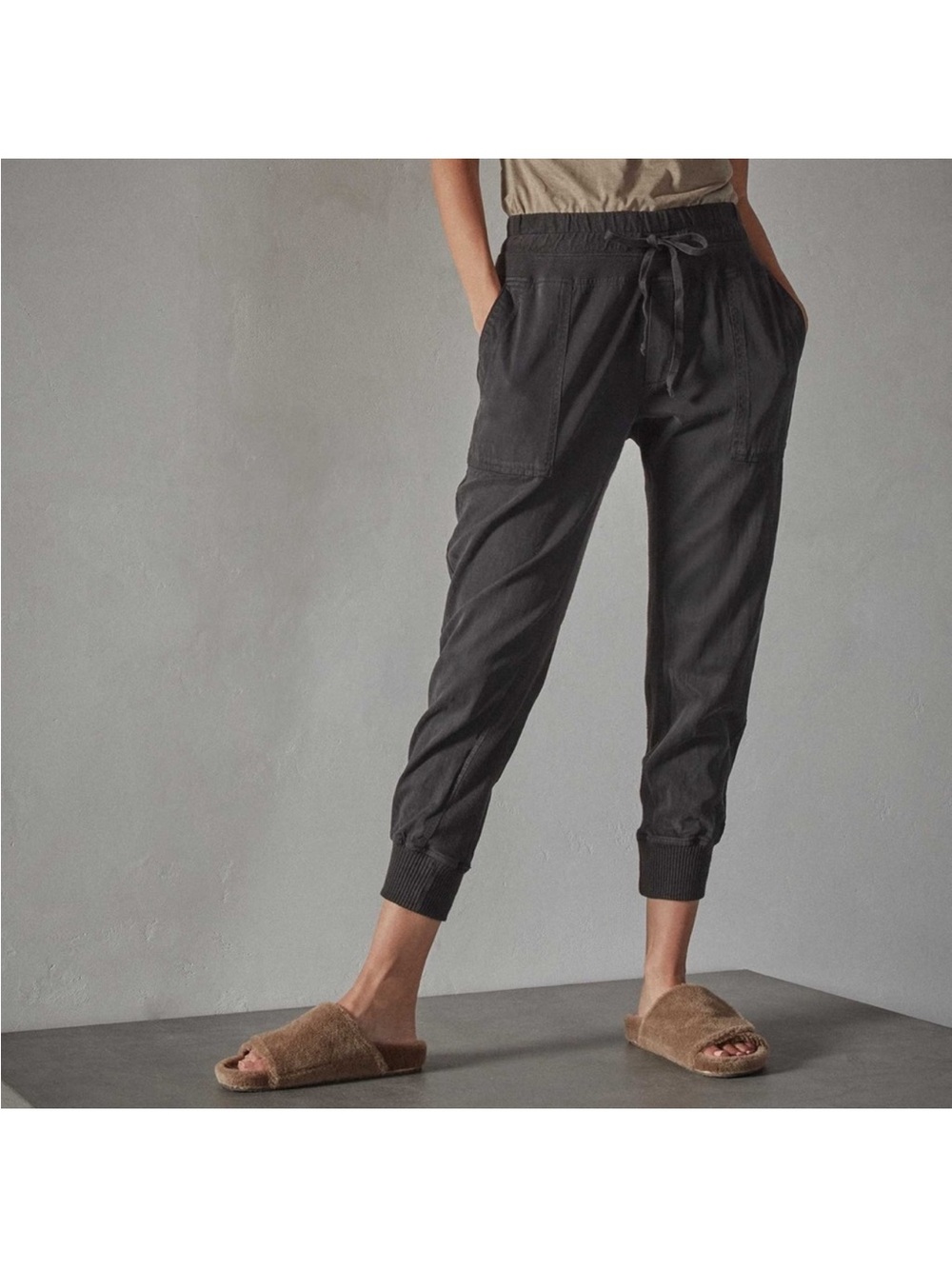 James Perse Joggers Stretch Cotton in a dark grey size L